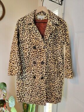 THE GREAT The Vintage Leopard Car Coat, Double Breasted Button Up, Size 0‎